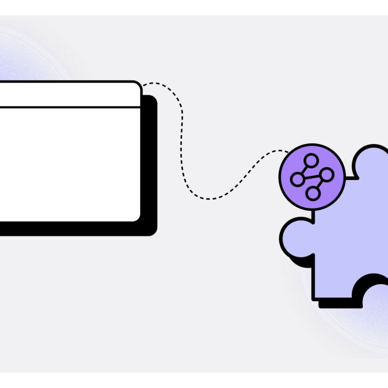 Browser window connected by a dotted line to a puzzle piece icon.